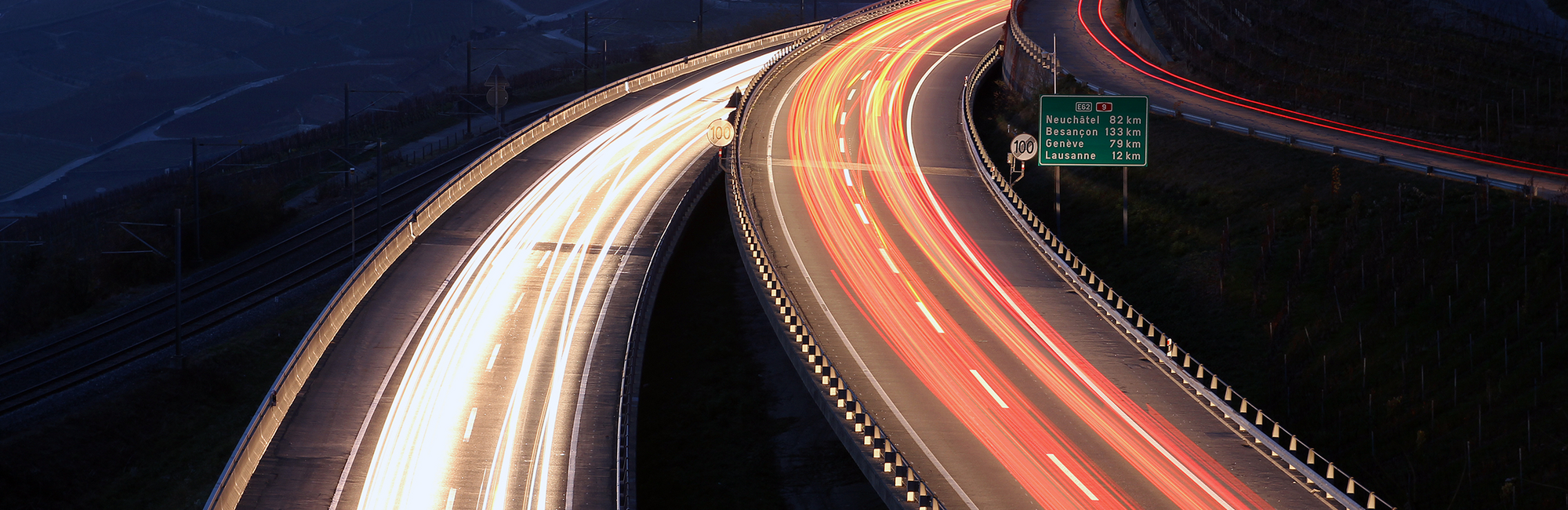 Autobahn Genfersee Nacht Verkehr